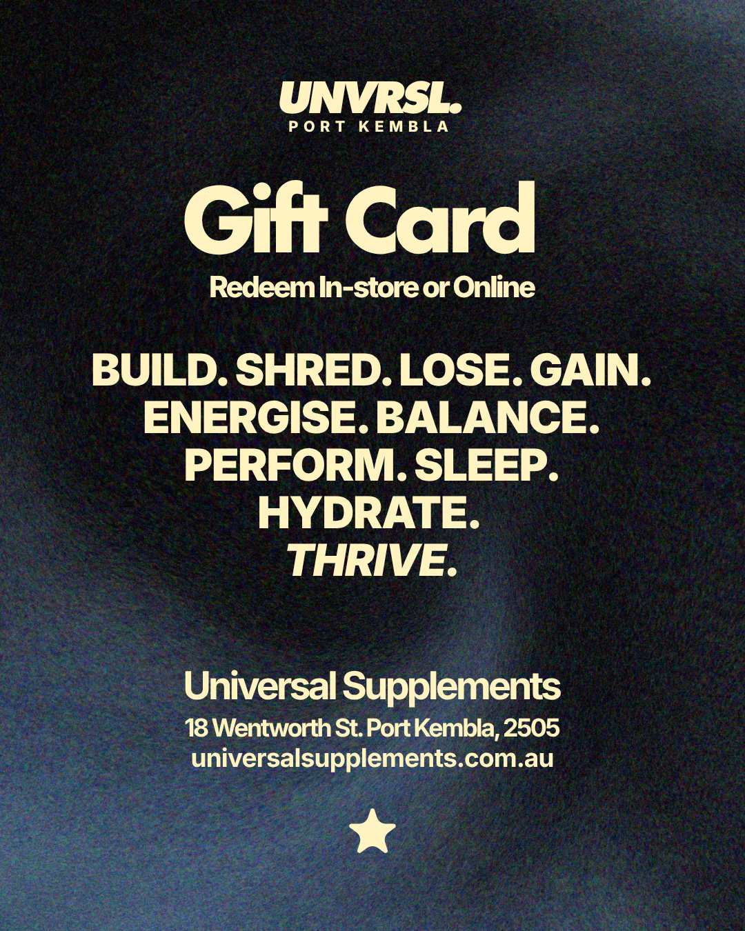 Universal Supplements Gift Card